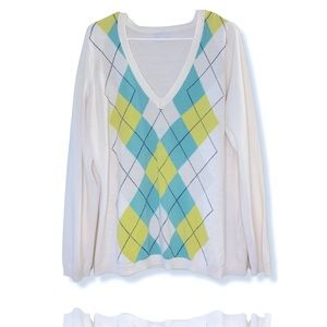 🔴 OVER 50% OFF!!! New York & Company Argyle V-Neck Sweater